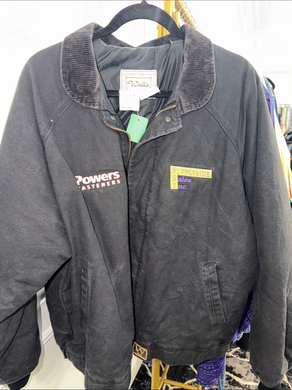 Walls Black Work Bomber Jacket with Embroidered Logos